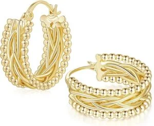 14K Gold Chunky Hoop Earrings
