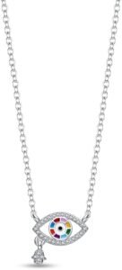 Sterling Silver Heart Pendant Necklace with Cubic Zirconia